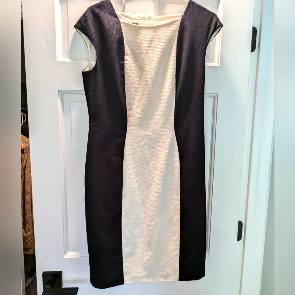 Black And White Shift Dress For Work With Pencil Skirt Style Bottom